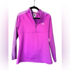 FootJoy Magenta Fuschia Quilted Two Tone Color Block 1/4 Zip Sweatshirt Size Sm
